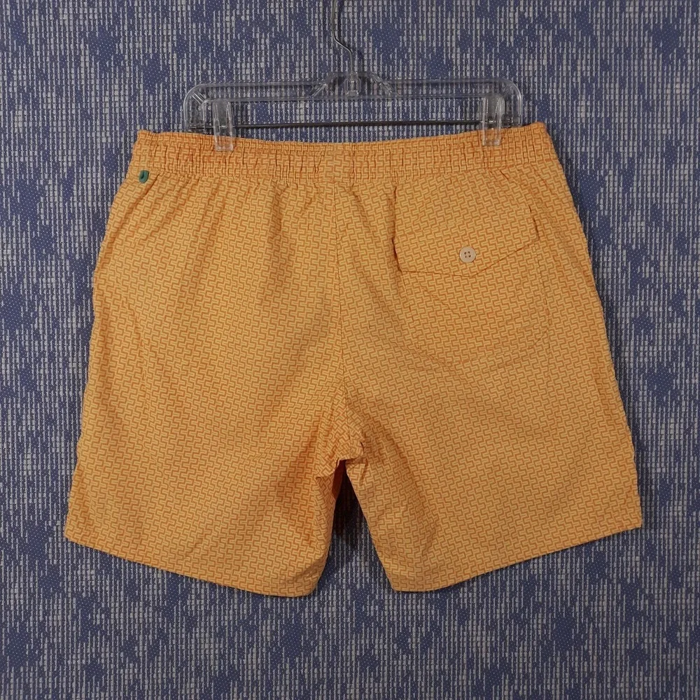 J.CREW Swim Trunks Shorts Mens L Mesh Lined Gold Geometric #BB957